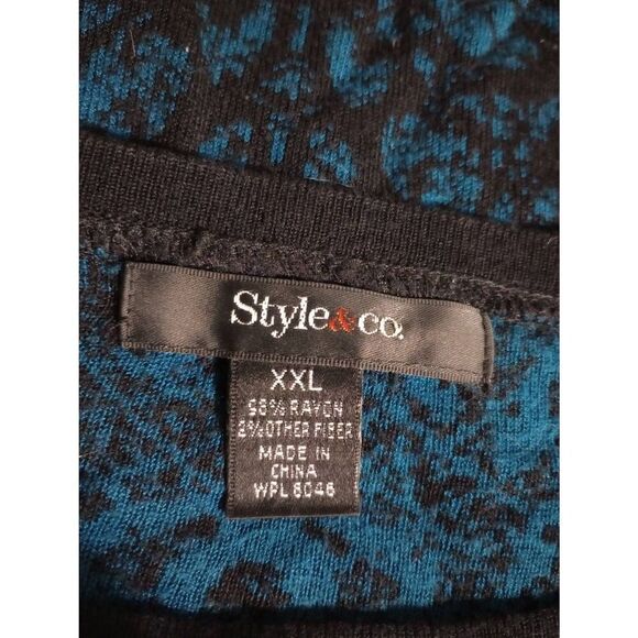 Style and Co Sweater Ladies XXL Blue Black‎ Tunic Light Weight - Picture 4 of 5